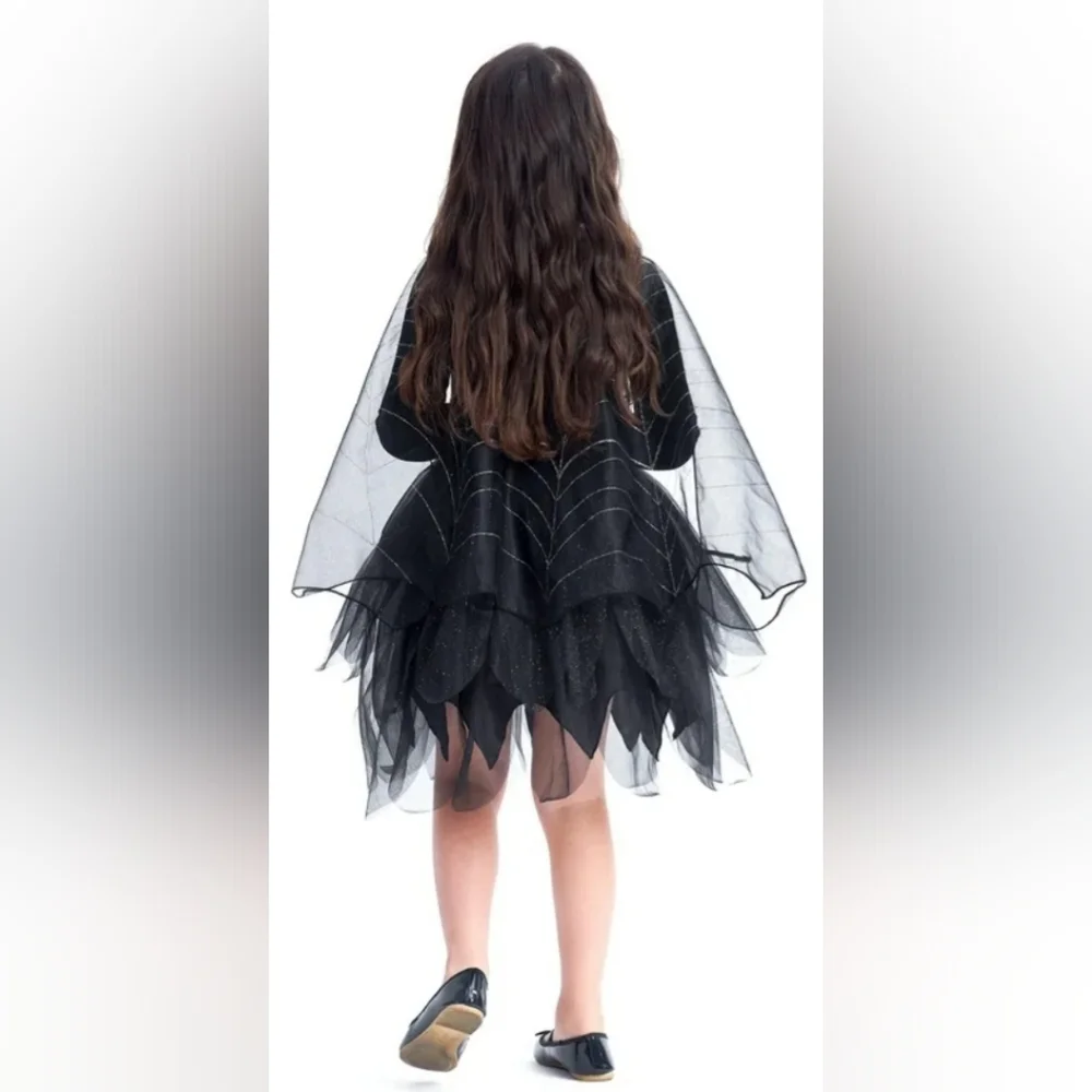 IKALI Black Witch Costume Girls 8-10 Years Spider Tutu Sparkle Dress Halloween